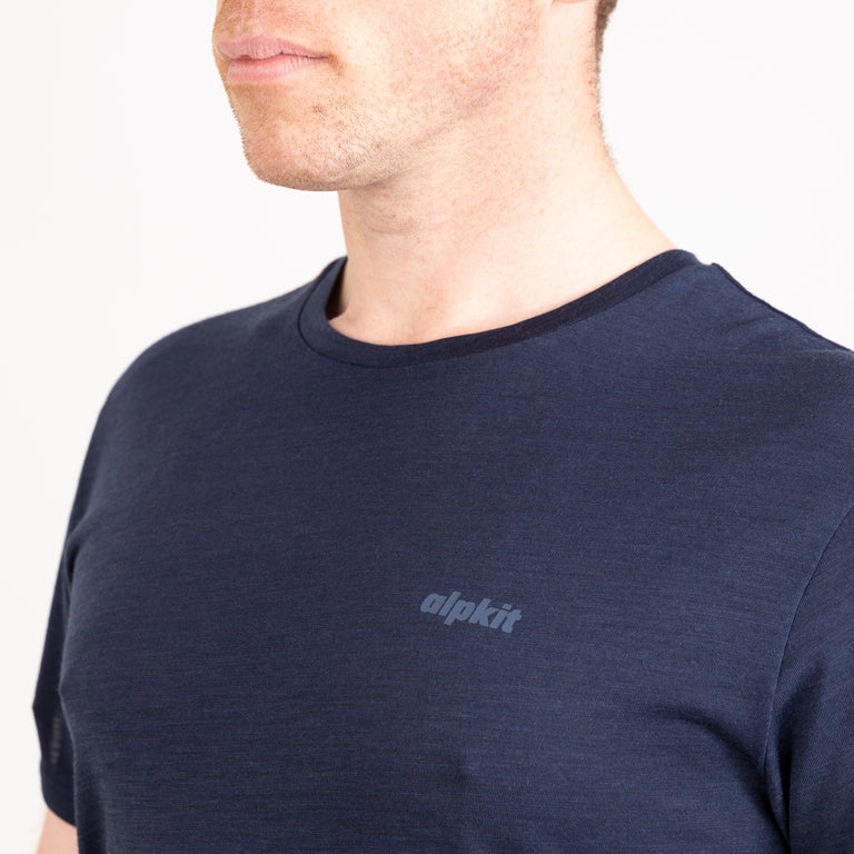 alpkit mens aztec short sleeve base layer in outer space blue logo