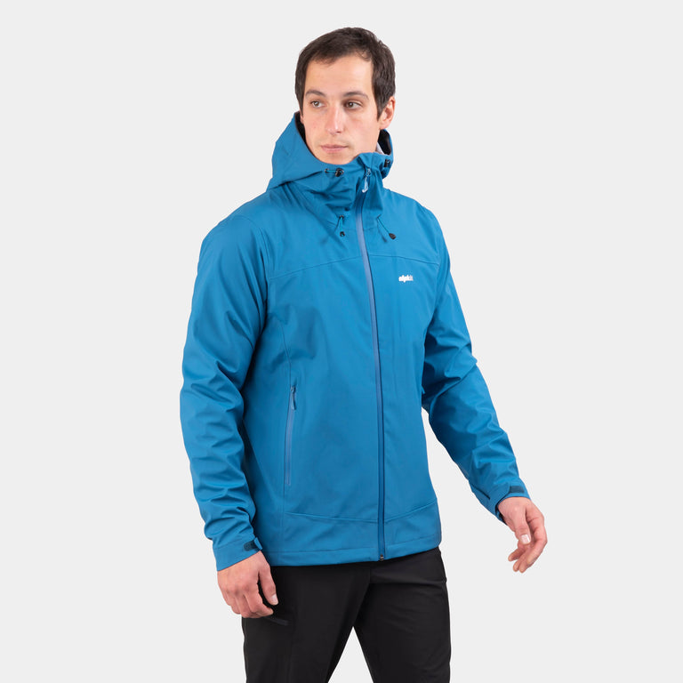 alpkit mens balance waterproof jacket in reef blue - closed