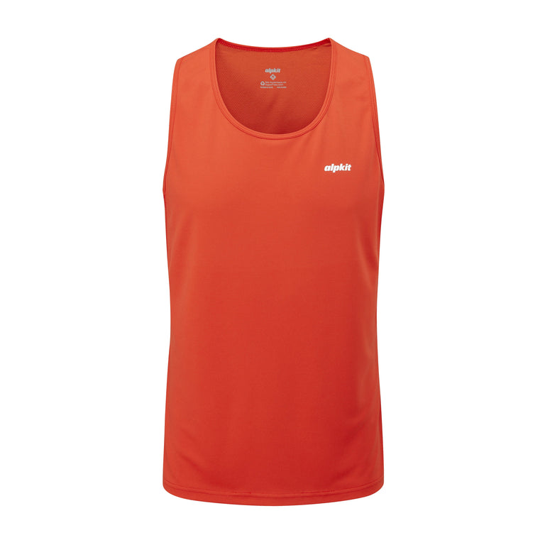 mens alpkit koulin trail vest baselayer in blaze - closed