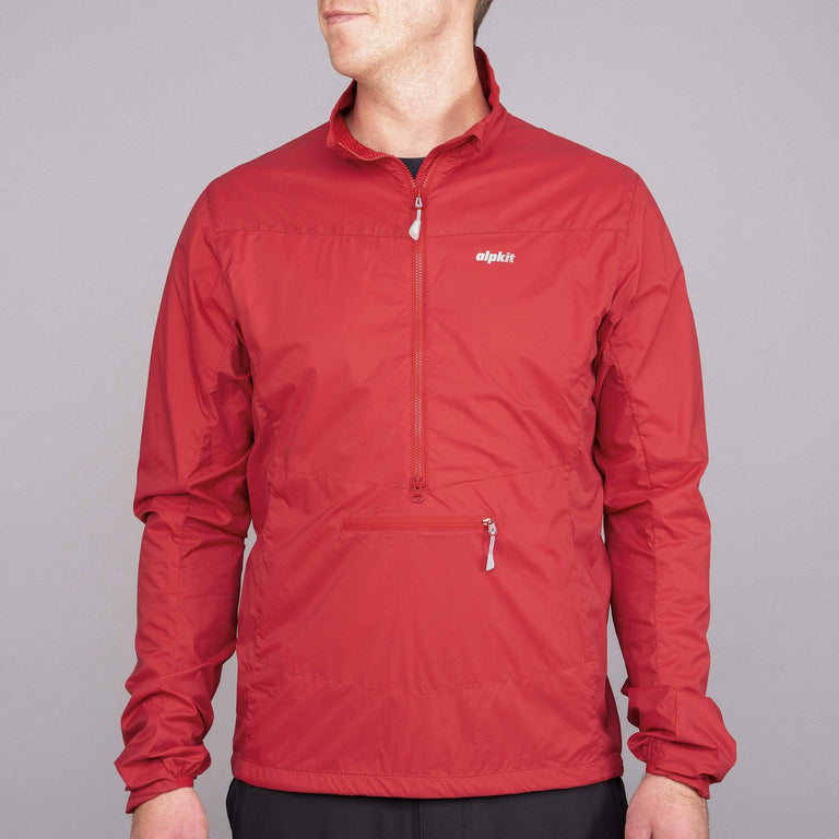 mens alpkit morphosis half zip jacket in chilli front