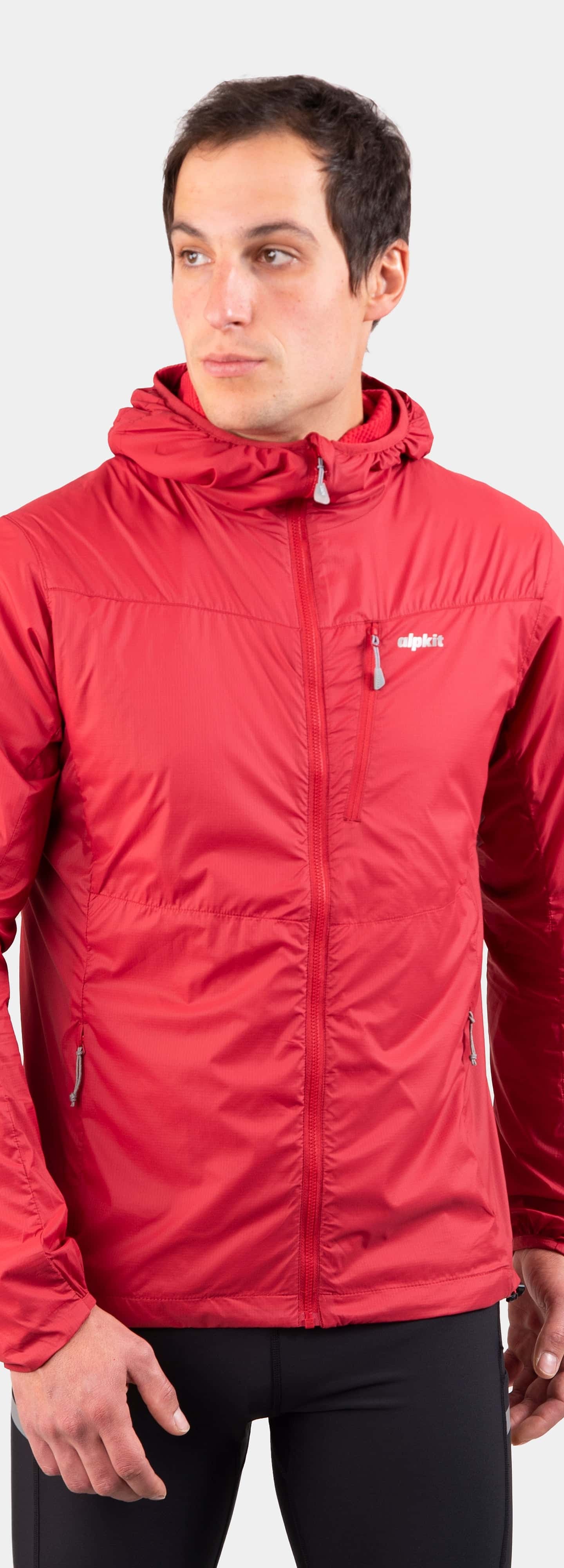 mens alpkit morphosis jacket in chilli red - closed