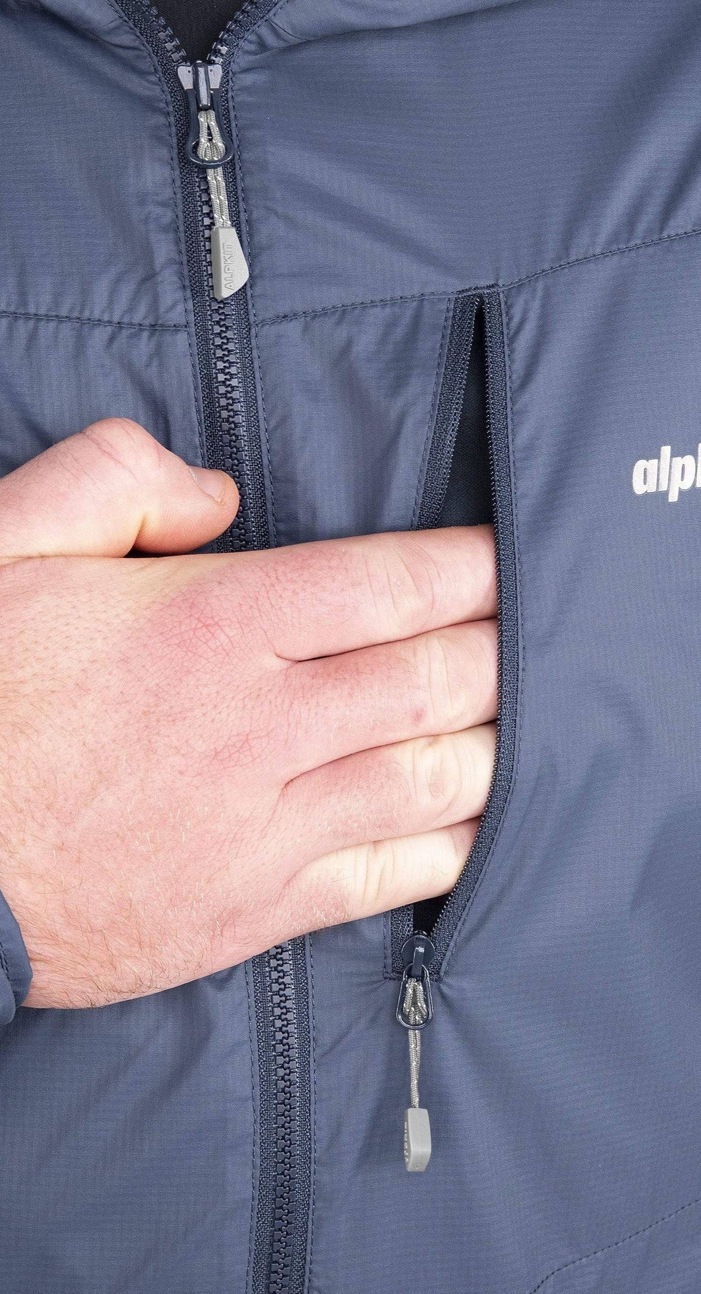 mens alpkit morphosis jacket in slate chest pocket - closed
