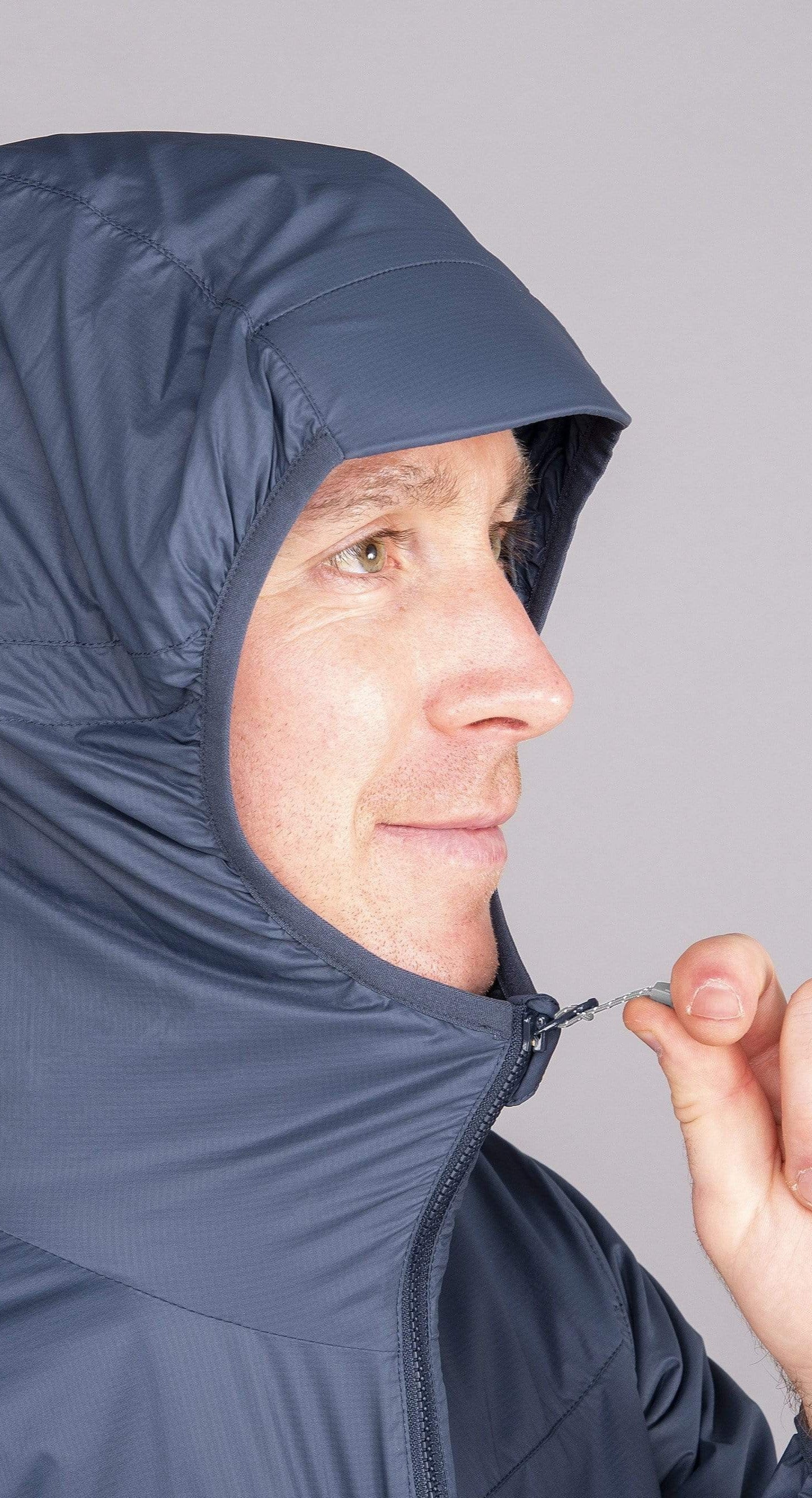 mens alpkit morphosis jacket in slate zip - closed