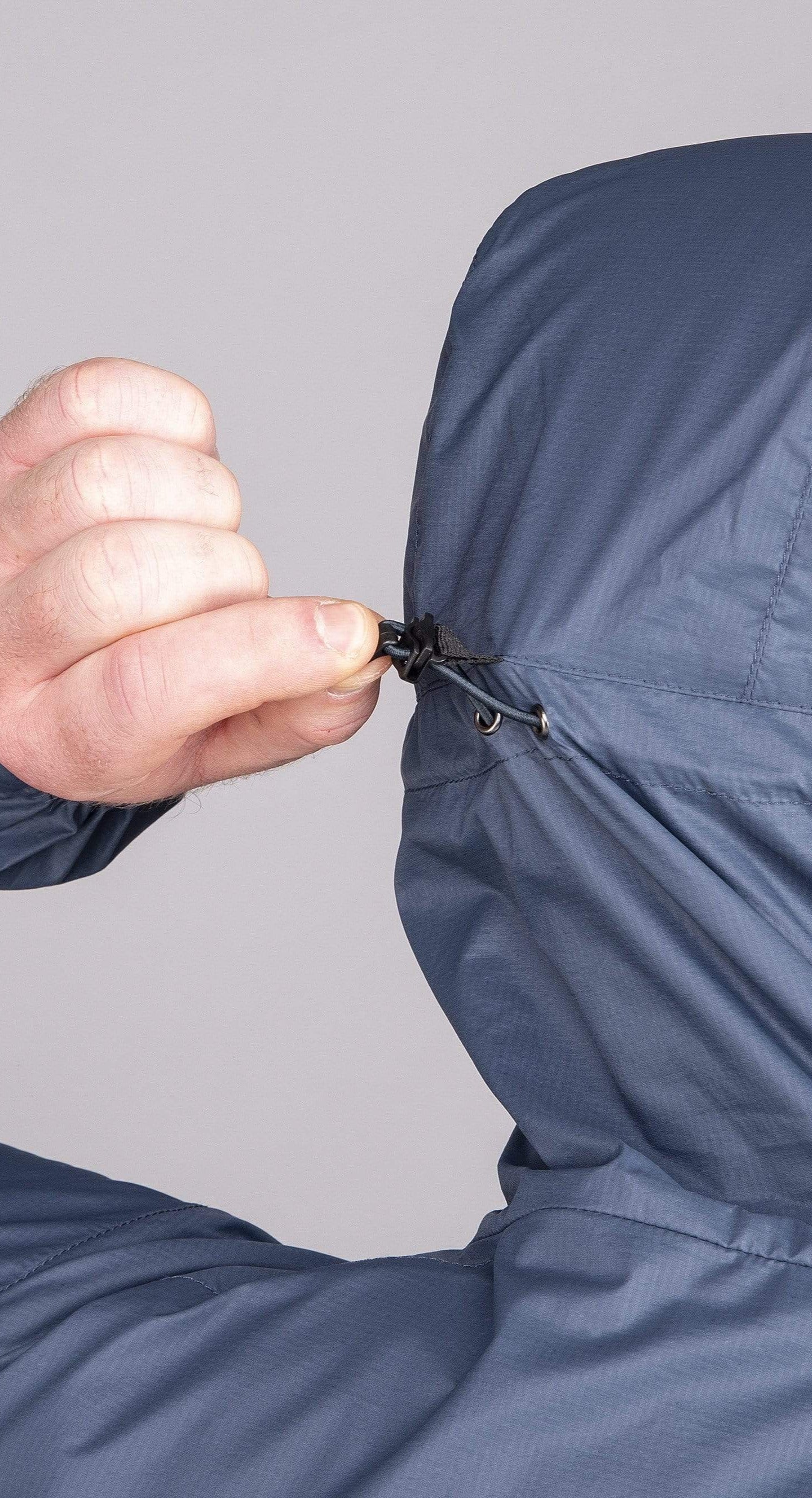 mens alpkit morphosis jacket in slate hood rear - closed