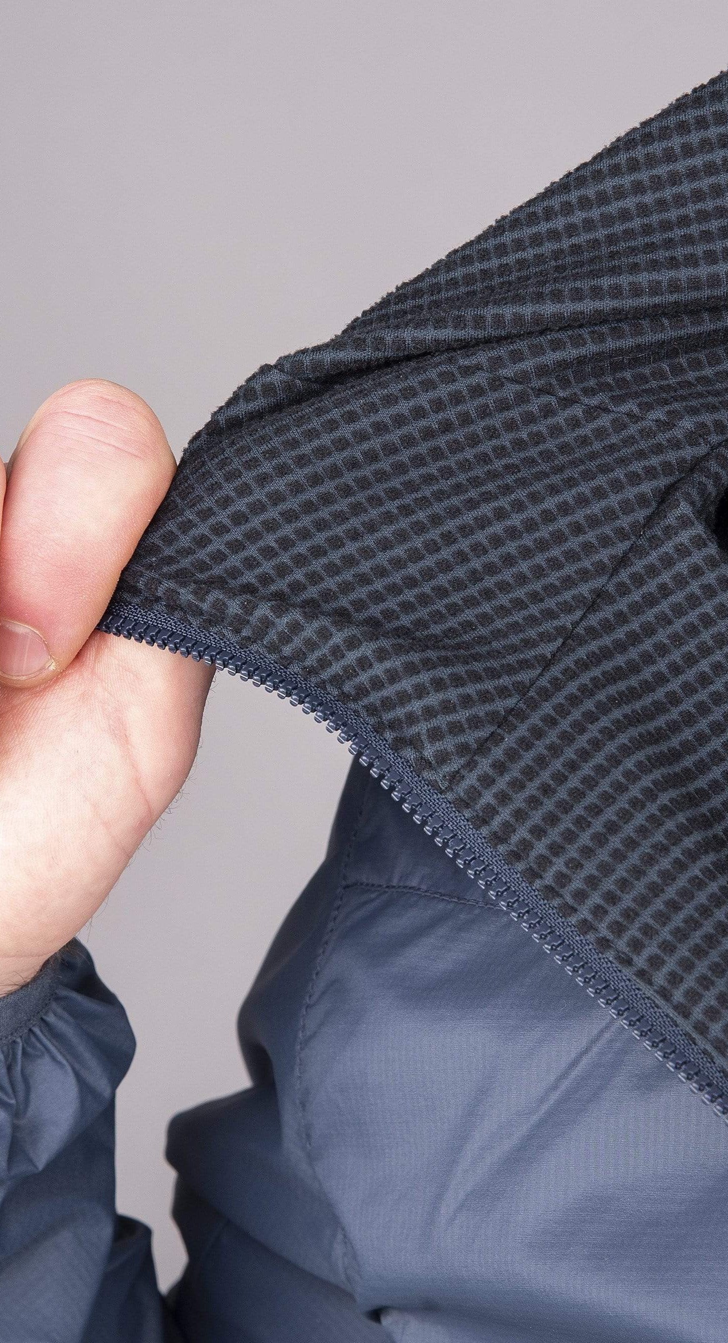 mens alpkit morphosis jacket in slate waffle fleece - closed