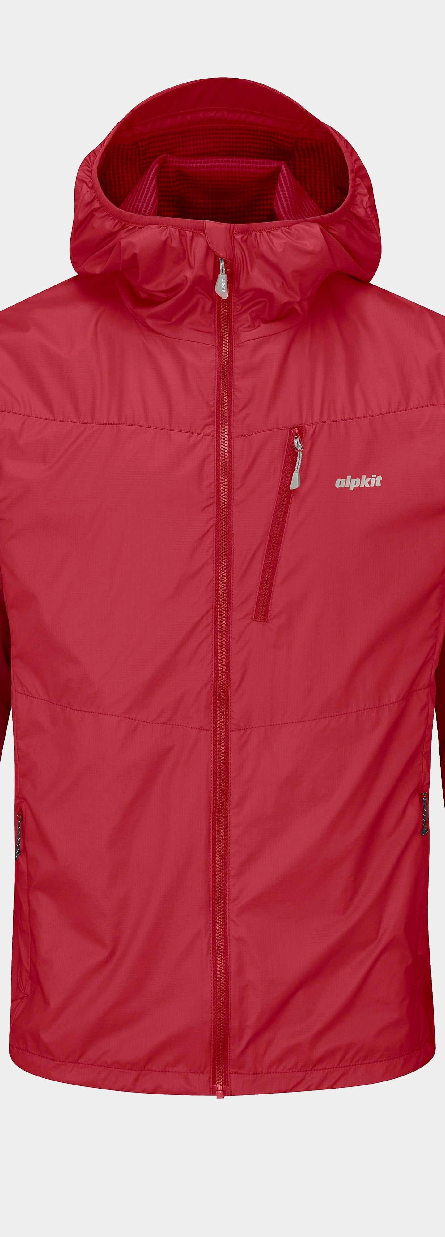 mens alpkit morphosis jacket in chilli red - closed