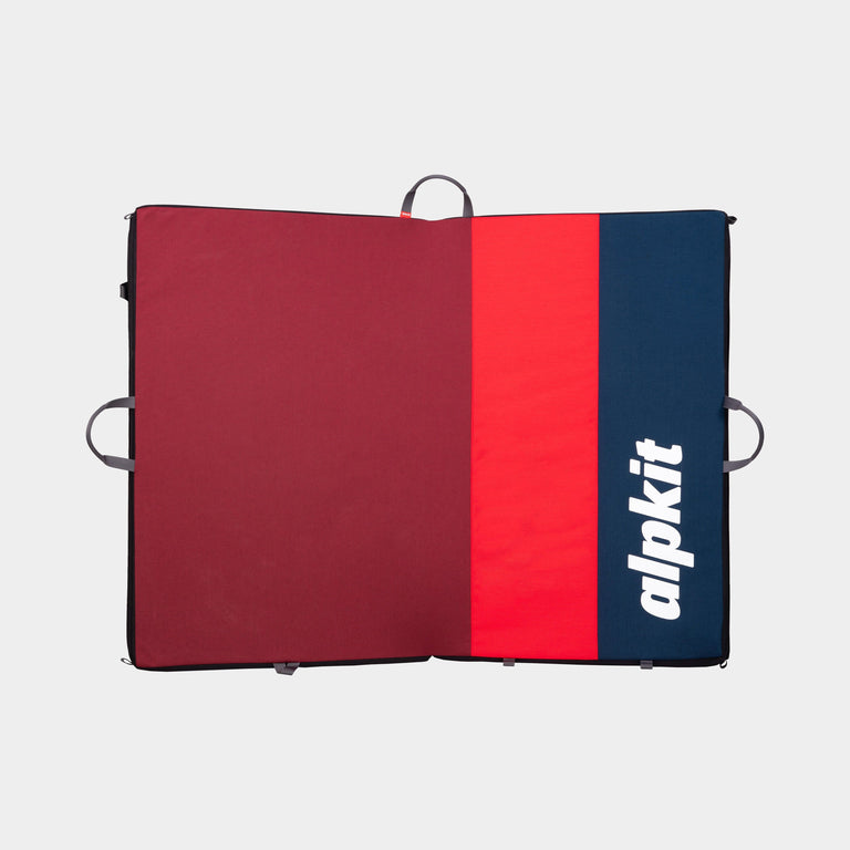 Alpkit Mujo hinged bouldering mat boulder pad in merlot - closed