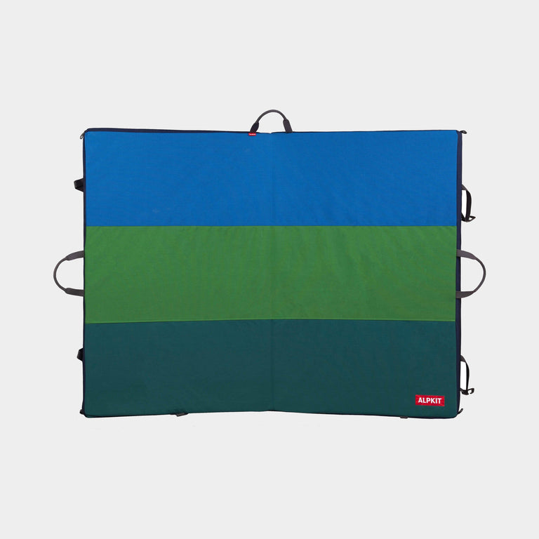 Alpkit Mujo hinge style bouldering mat in ocean green - closed