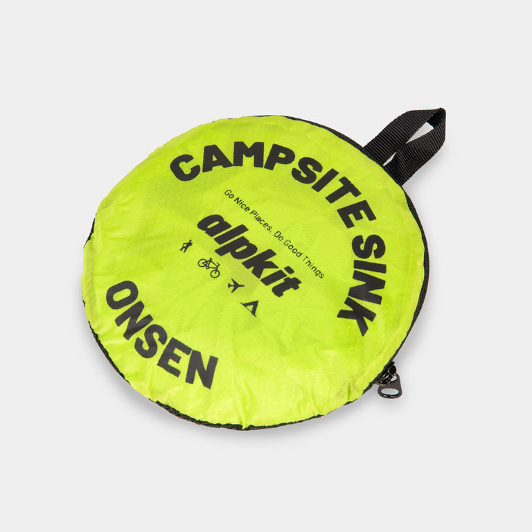 Alpkit onsen collapsable camping sink in rocket green packed