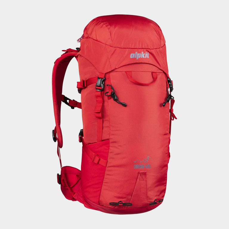 alpkit Orion 45l backpack in chilli red