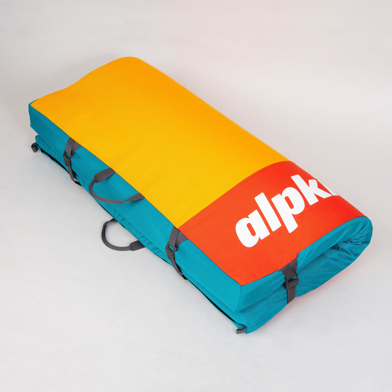 alpkit thud bouldering mat taco style boulder pad folded