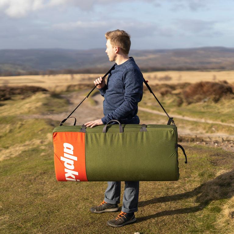 alpkit thud bouldering mat taco style boulder pad front