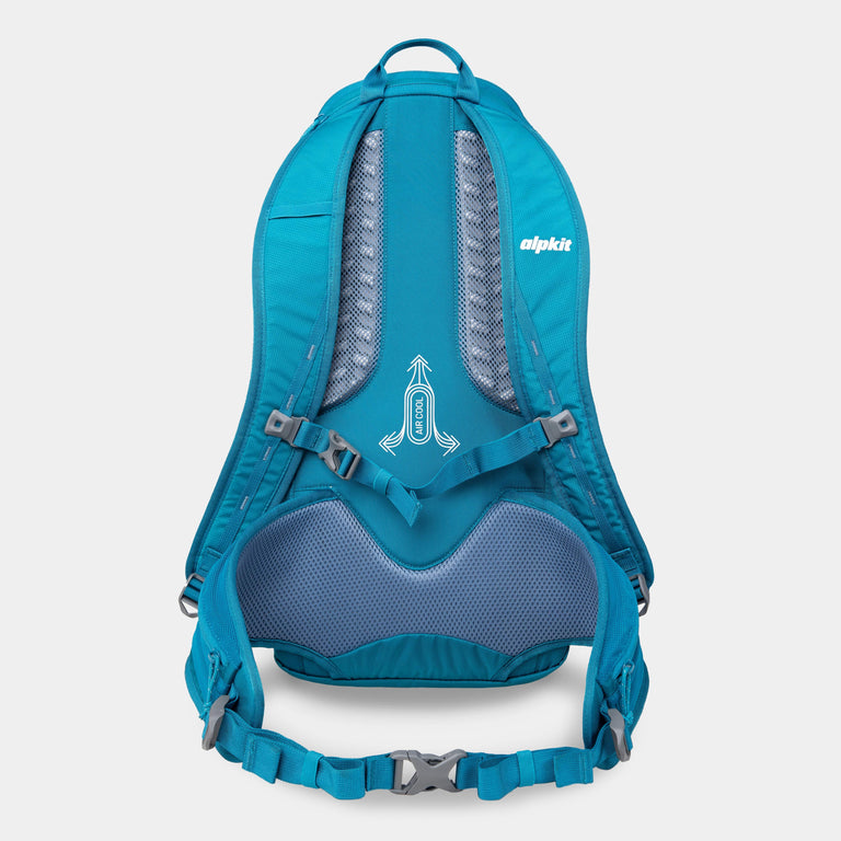 Alpkit presta 25l pack in teal blue back straps