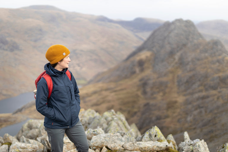 alpkit Ranger womens organic cotton ventile jacket in blue - action - closed