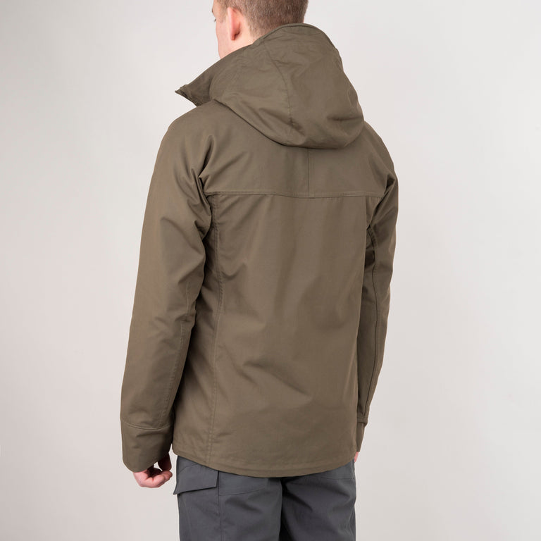 alpkit Ranger mens organic cotton ventile jacket in kelp green back