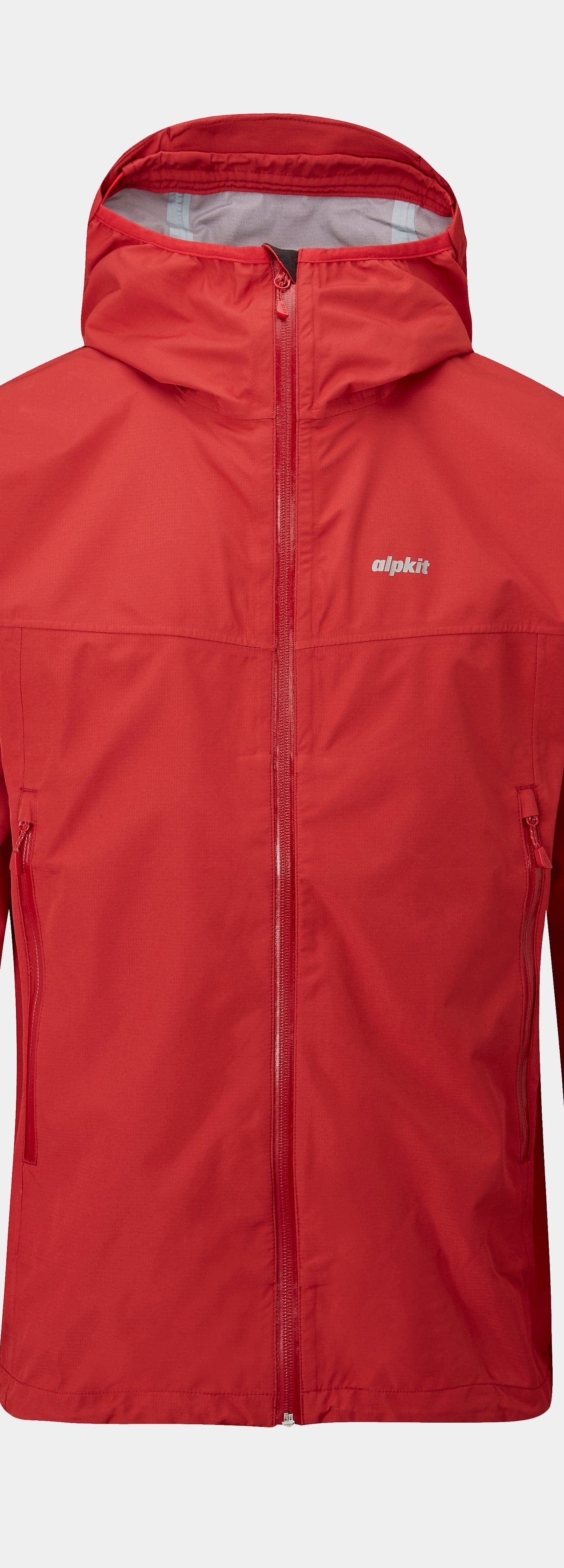 alpkit sigma mens waterproof jacket in chipotle red - closed