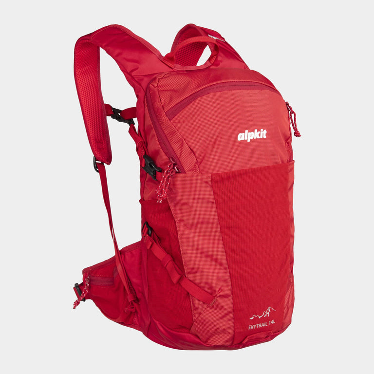 skytrail 14 litre mountain bike backpack in chilli red