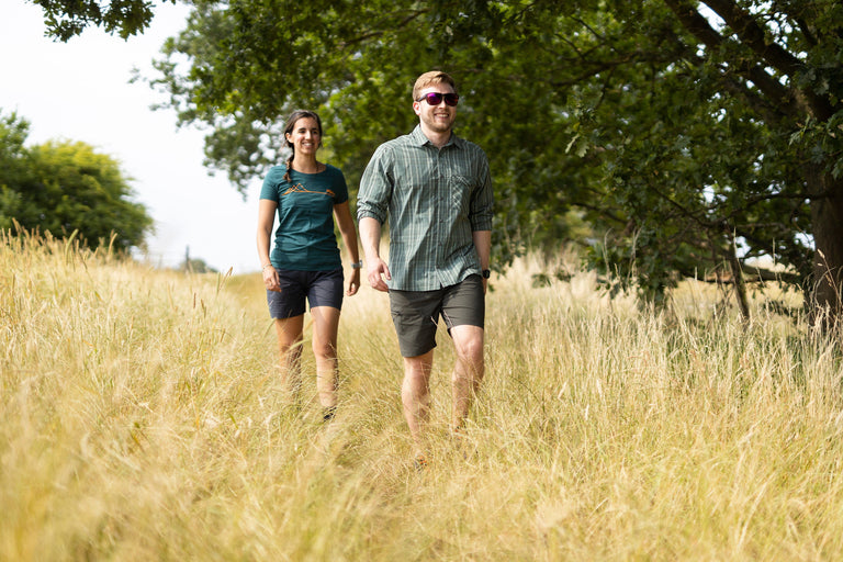 man wearing teleki shorts in kelp - action