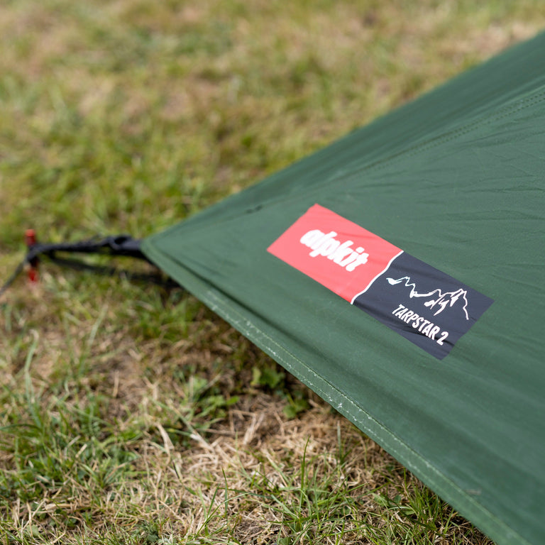 alpkit tarp star 2 walking pole tent tarp tent logo - closed