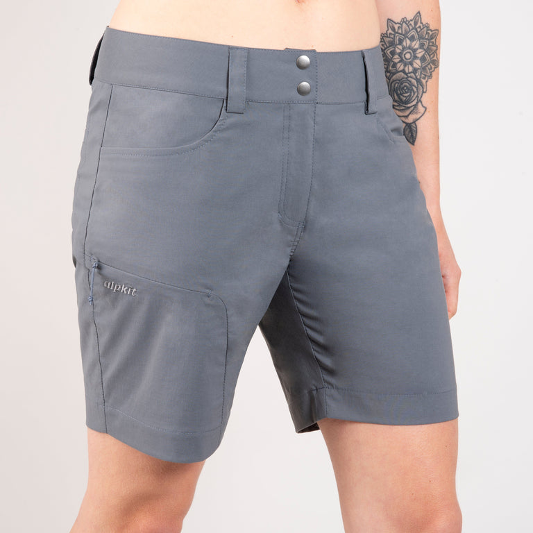 alpkit teleki womens shorts in steel grey front