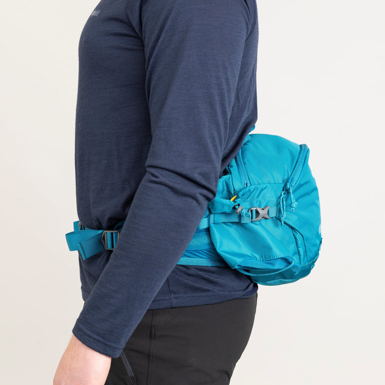 alpkit vora 6l bum bag hip pack in teal side