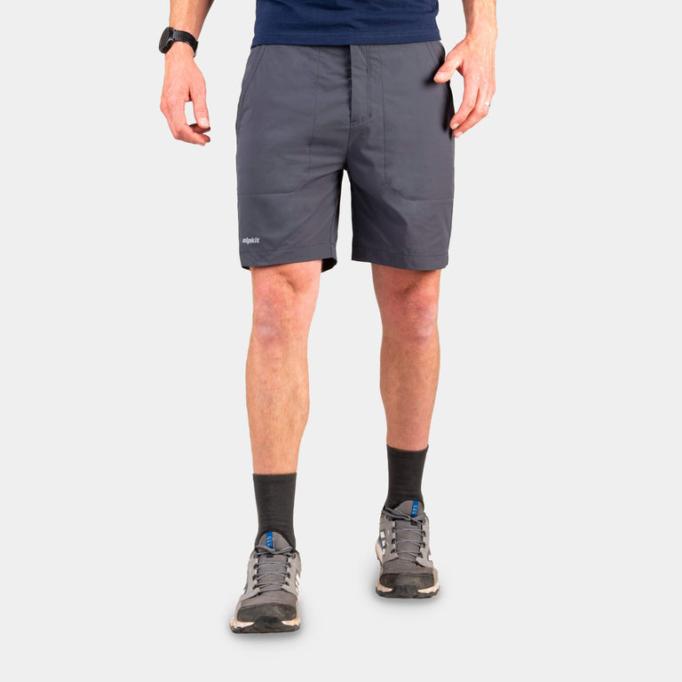 alpkit mens wind river shorts in tarmac grey - closed