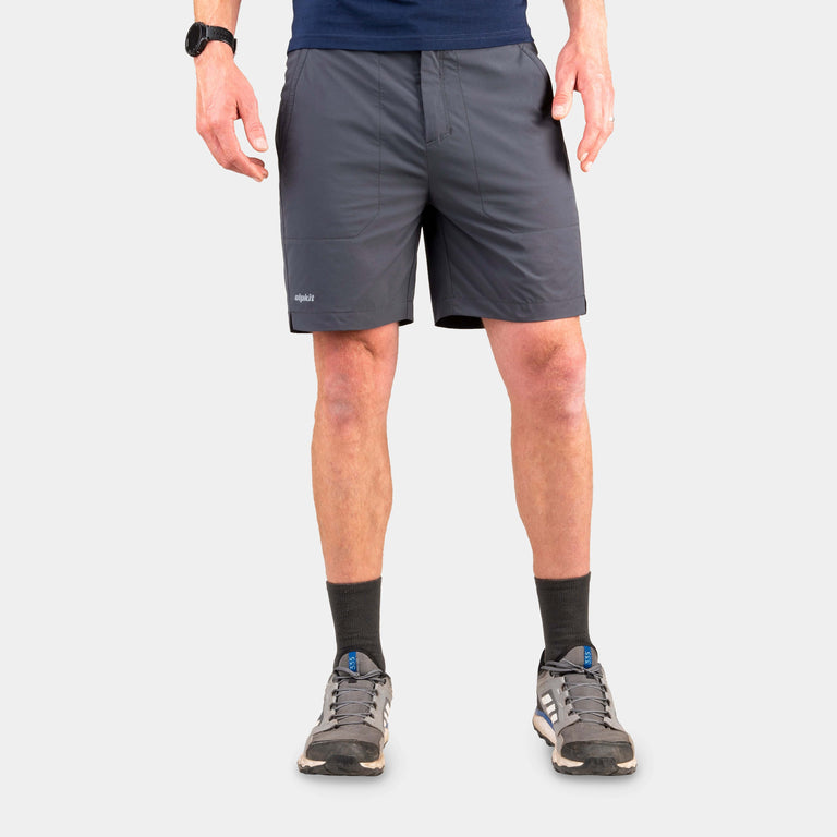 alpkit mens wind river shorts in tarmac grey - closed