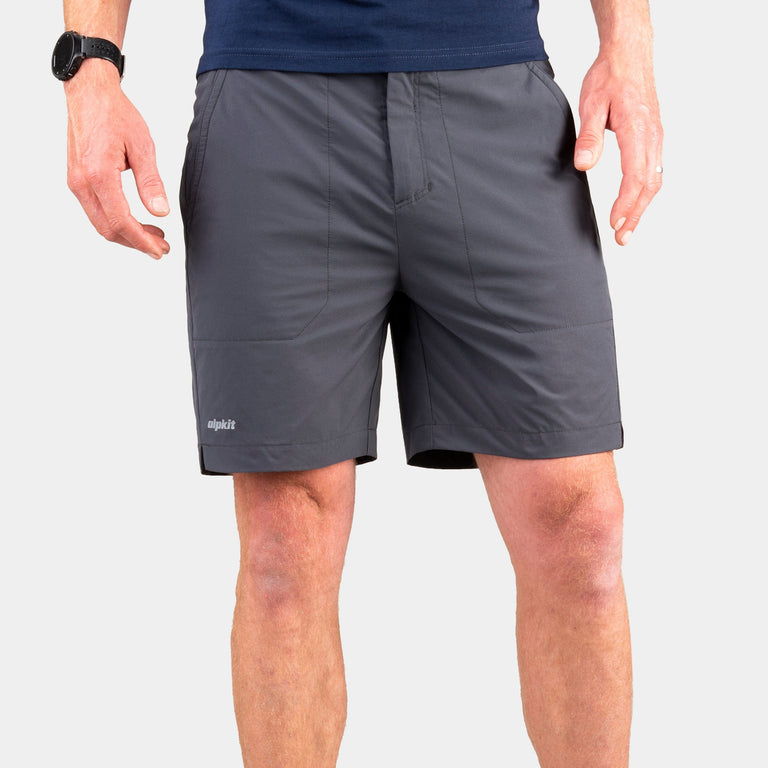 alpkit mens wind river shorts in tarmac grey - closed