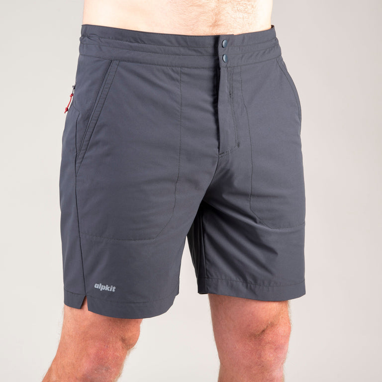 alpkit mens wind river shorts in tarmac grey front