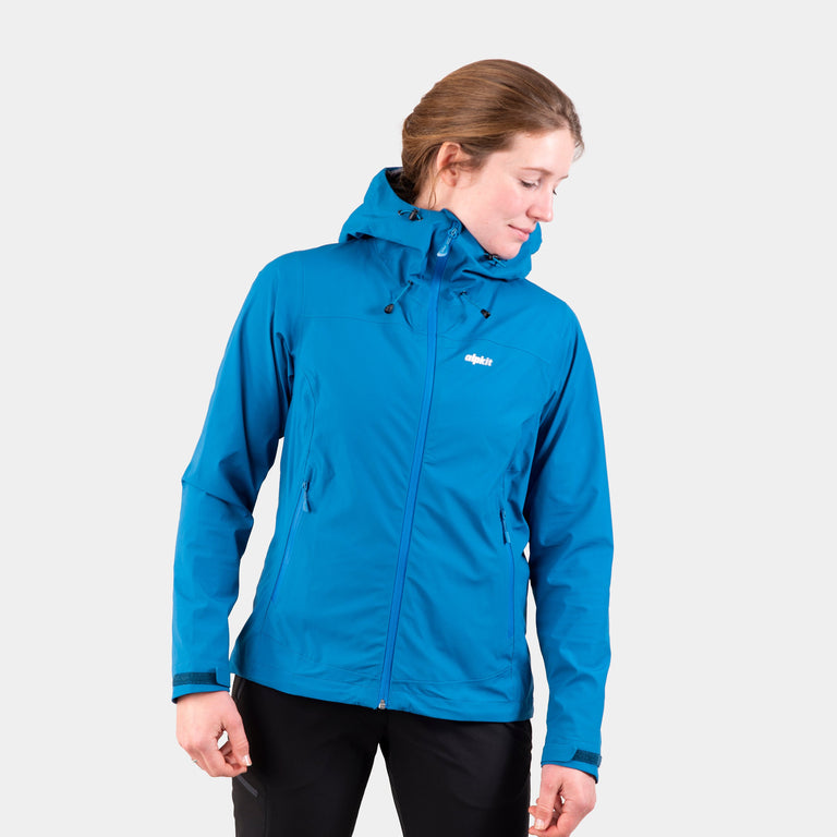 alpkit womens balance waterproof jacket in reef blue