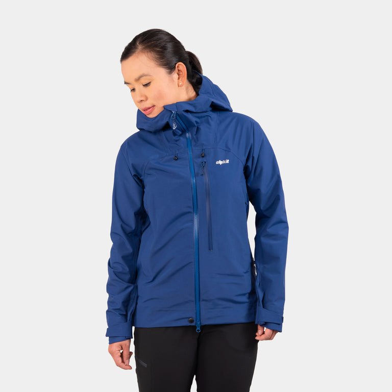 womens alpkit definition waterproof jacket in demo blue