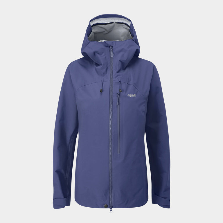 Alpkit women's Definition mountaineering waterproof jacket in Nemo blue 