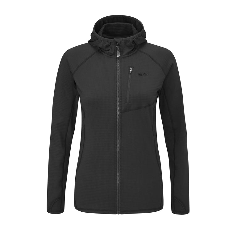 womens griffon hooded fleece in black - closed