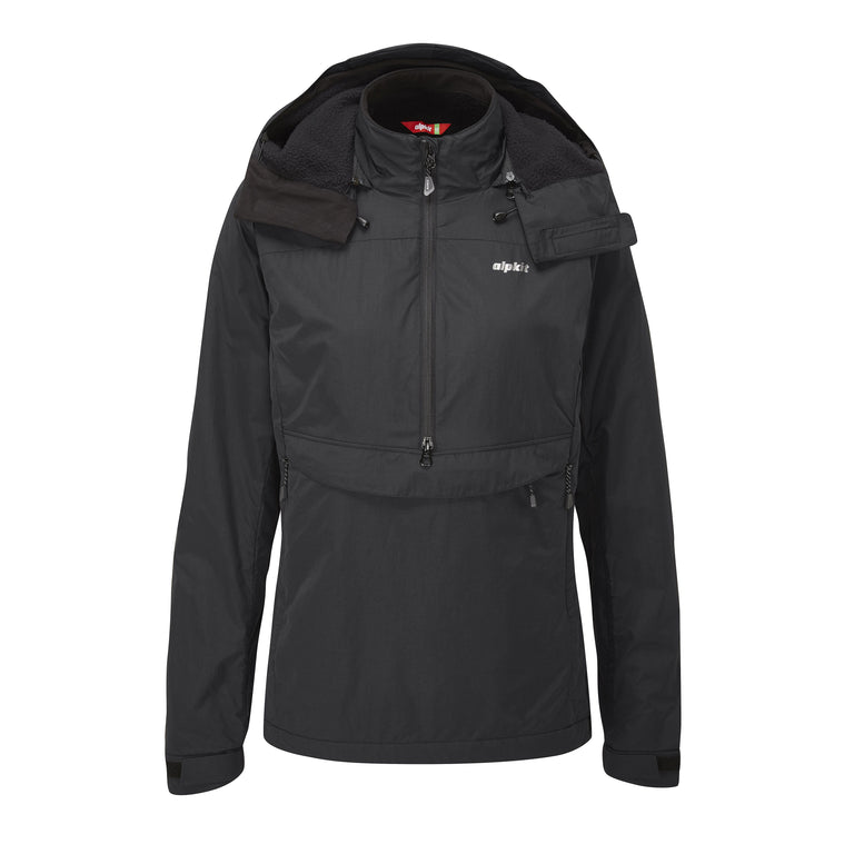 womens Alpkit jura mountain smock in black - closed