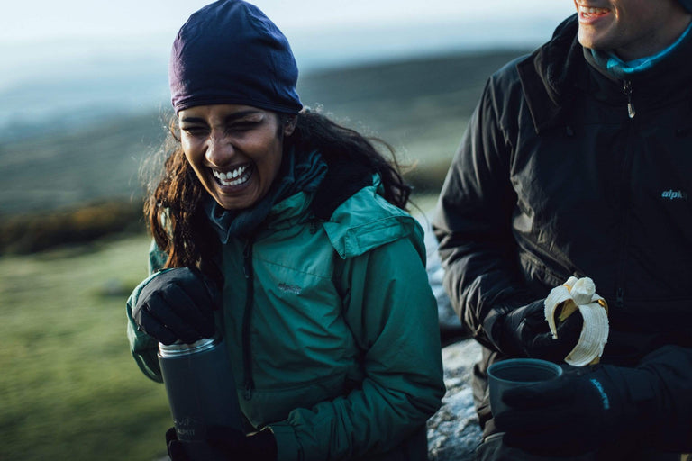 womens Alpkit jura mountain smock in fern - action