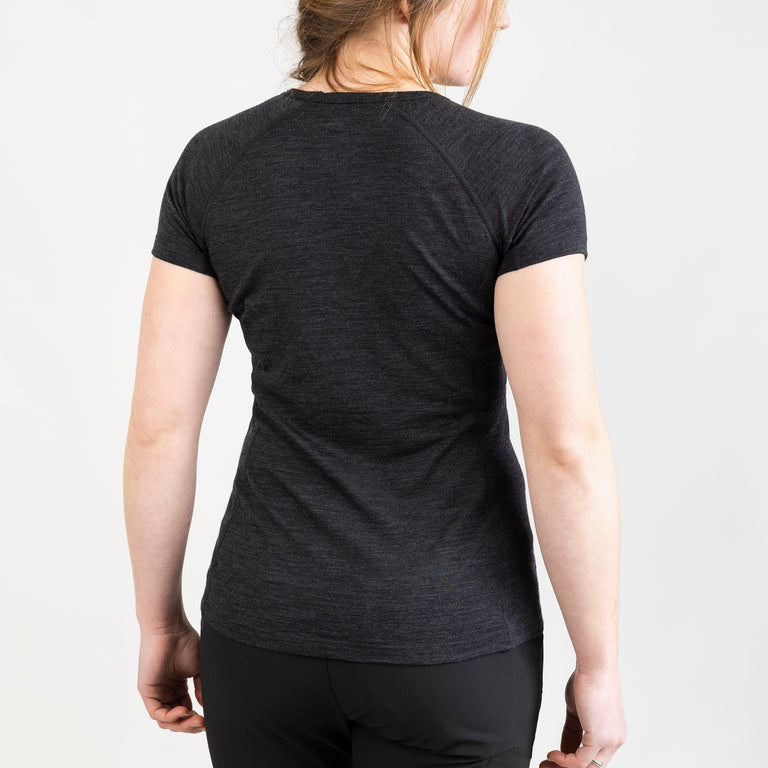 alpkit womens kepler merino short sleeve base layer in charcoal grey back