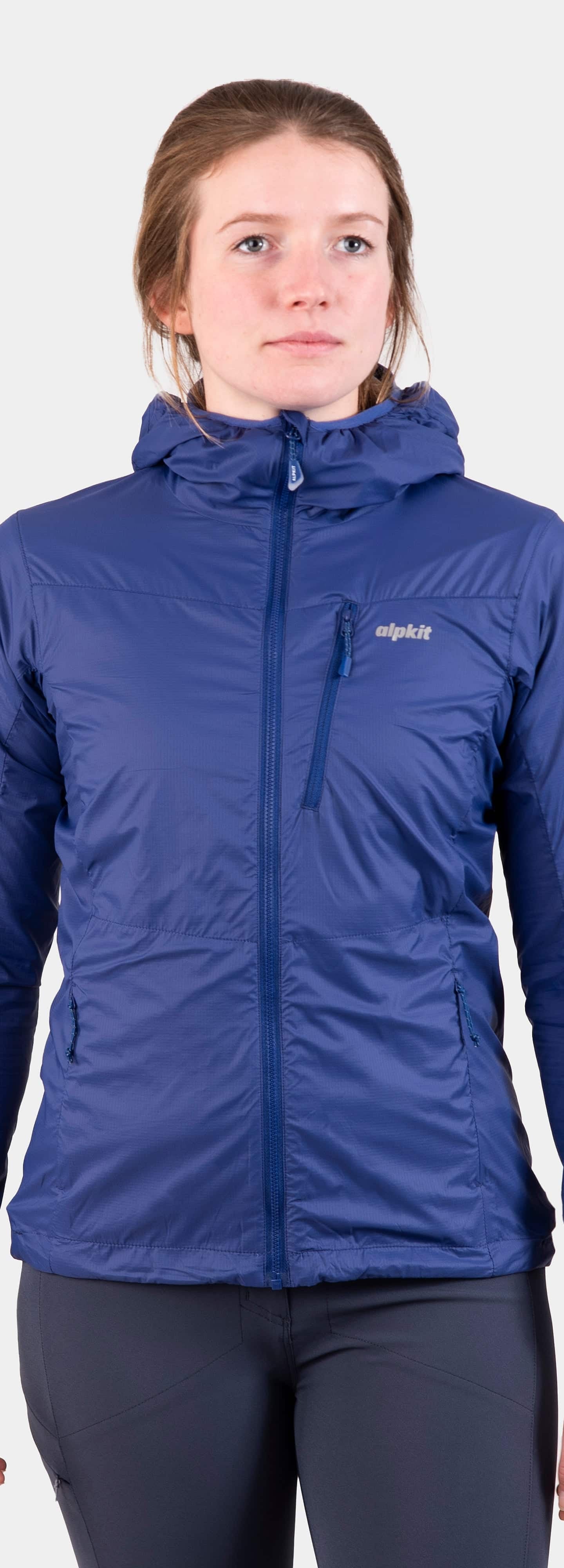 Alpkit women's Morphosis windproof jacket in nightshade blue - closed