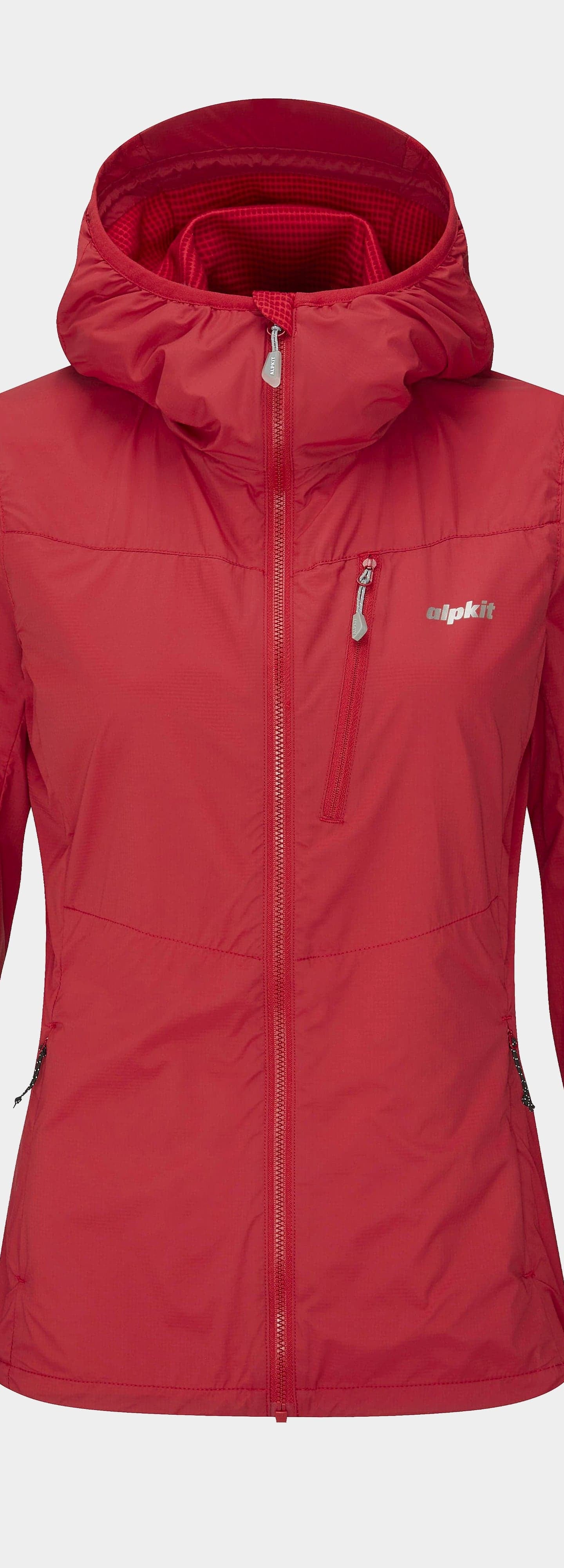 Alpkit women's Morphosis windproof jacket in Chilli red - closed