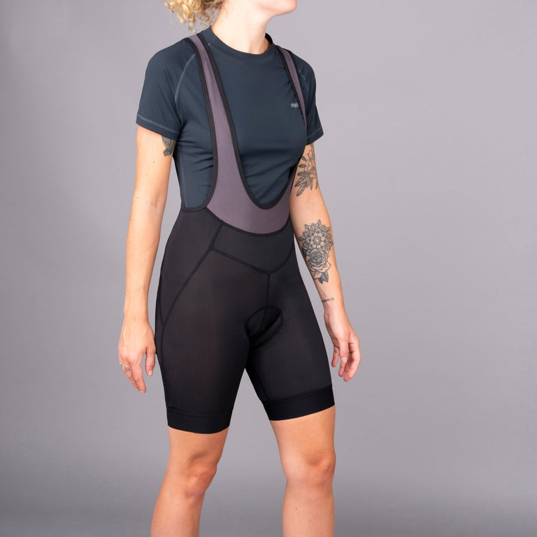 womens rhythm bib shorts front